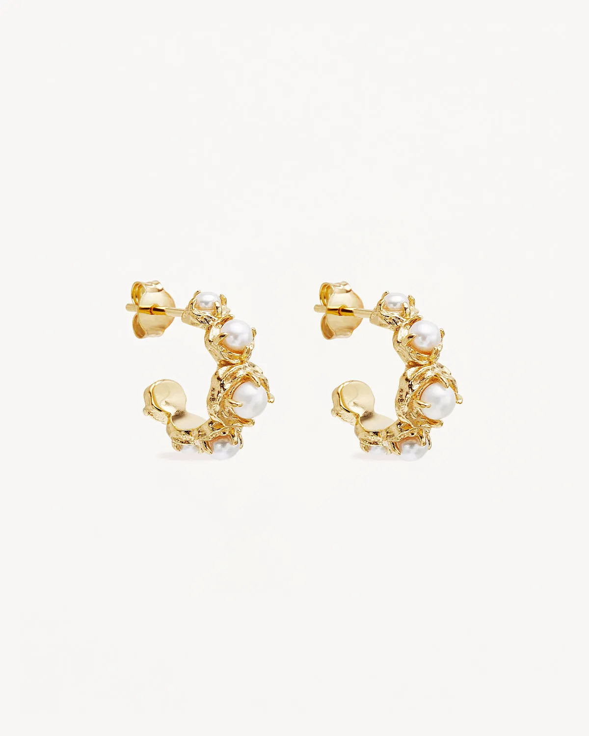18k Gold Vermeil Peace Within Pearl Hoops Bycharlotte
