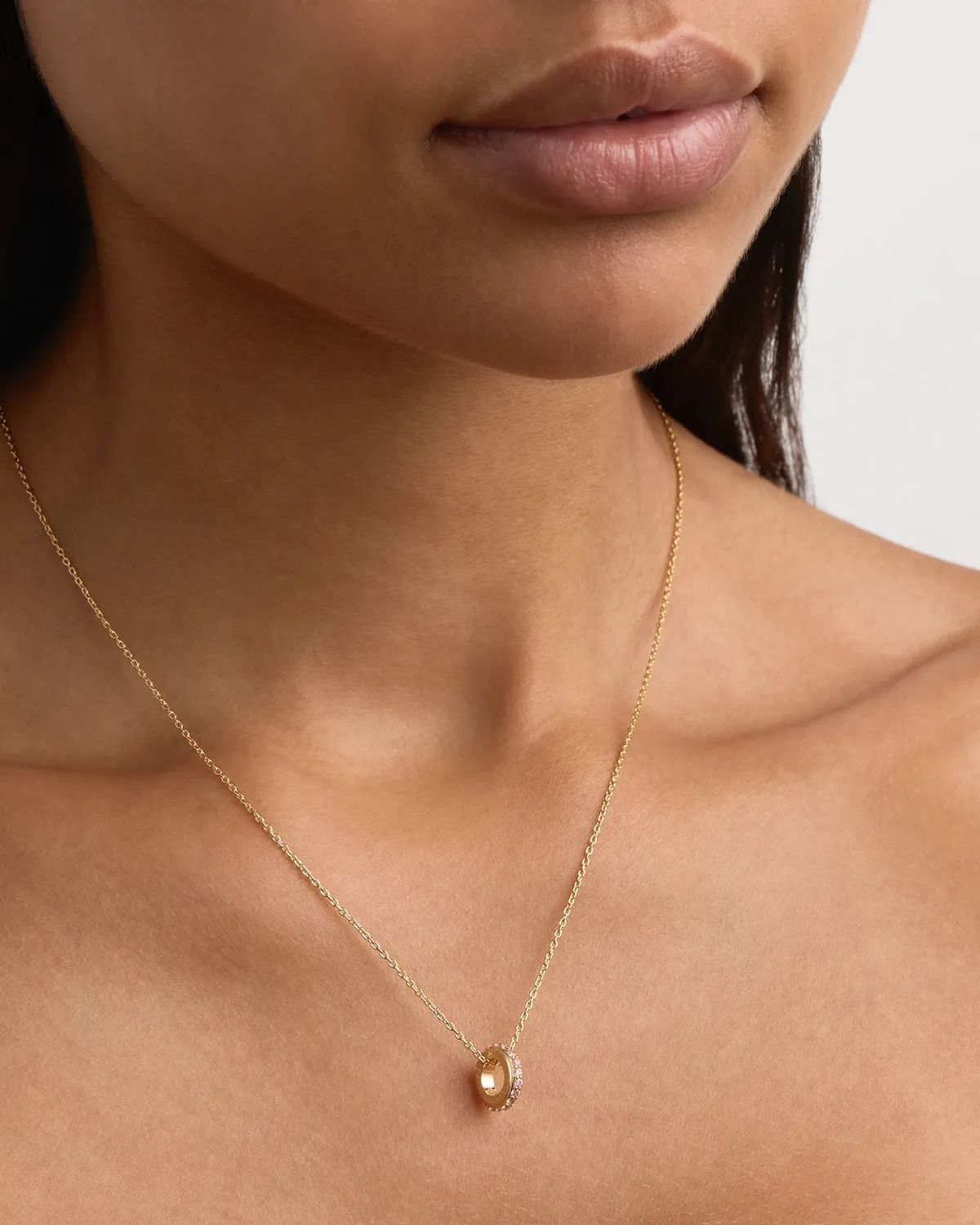 18k Gold Vermeil Pink Crystal Halo Petal Charm Bycharlotte