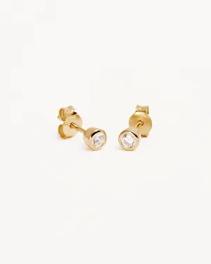 18k Gold Vermeil Radiant Crystal Stud Earrings Bycharlotte