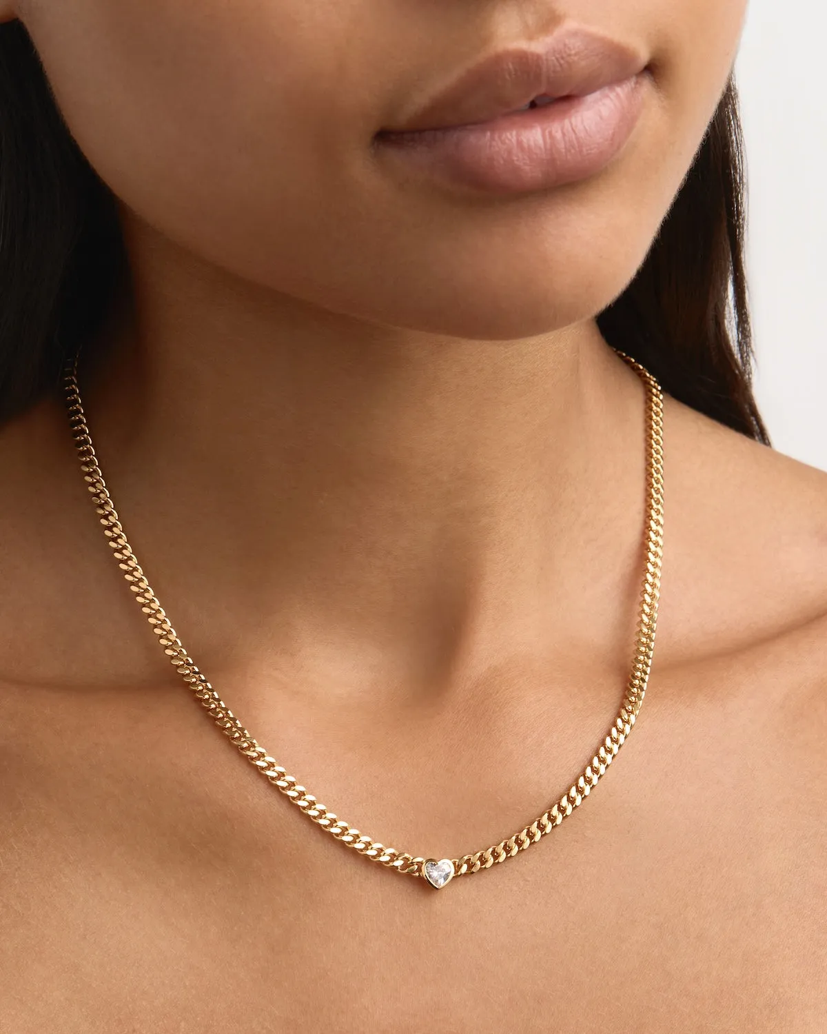 18k Gold Vermeil Radiant Heart Curb Choker Bycharlotte