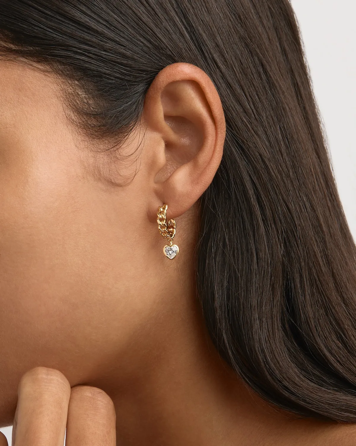 18k Gold Vermeil Radiant Heart Curb Hoops Bycharlotte