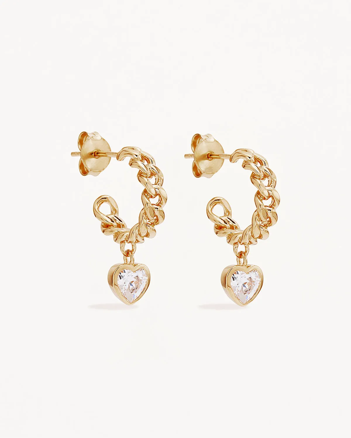 18k Gold Vermeil Radiant Heart Curb Hoops Bycharlotte