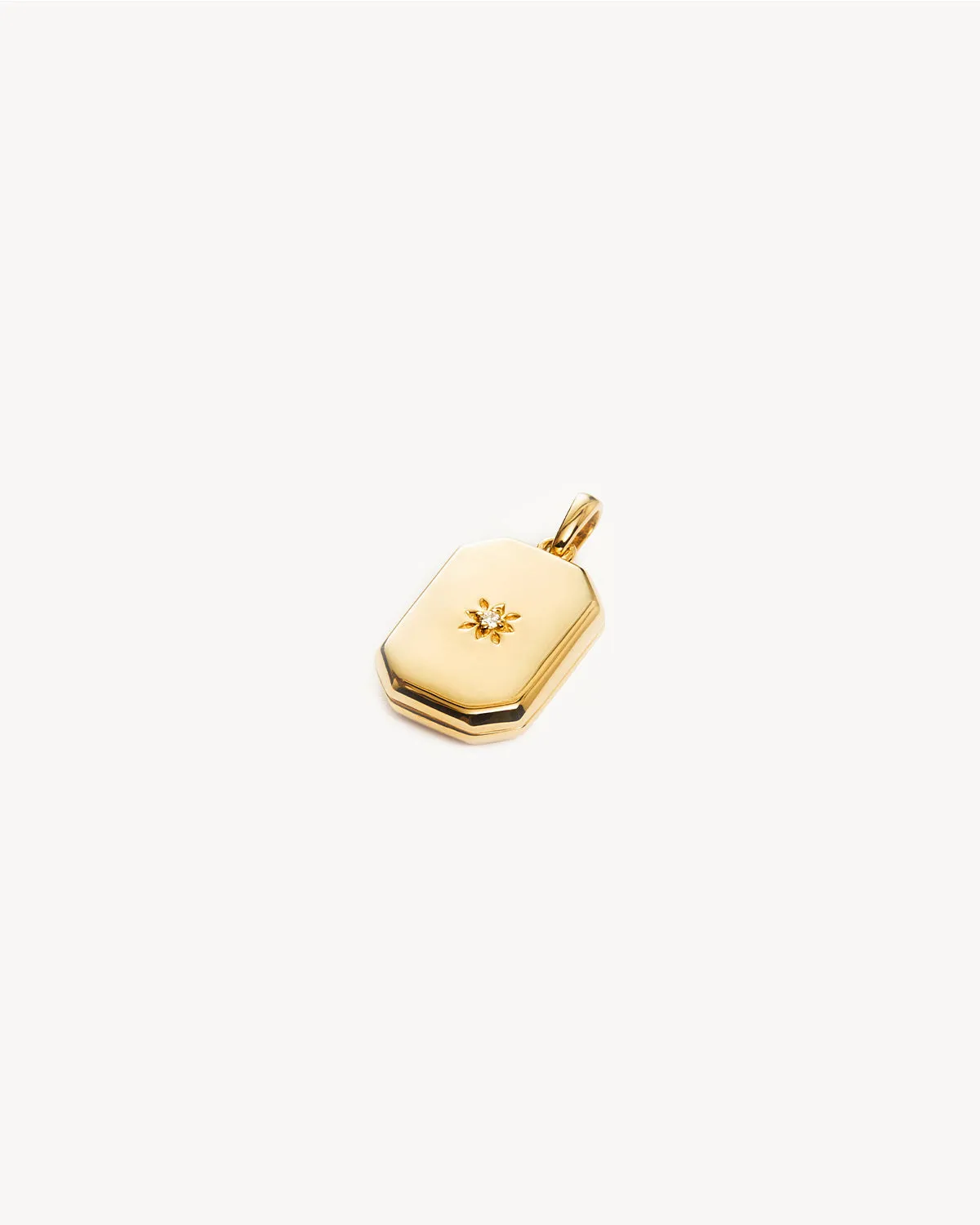 18k Gold Vermeil Rectangular Lotus Locket Pendant Bycharlotte