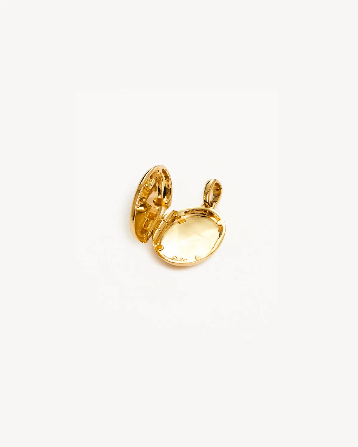 18k Gold Vermeil Rounded Lotus Locket Pendant Bycharlotte