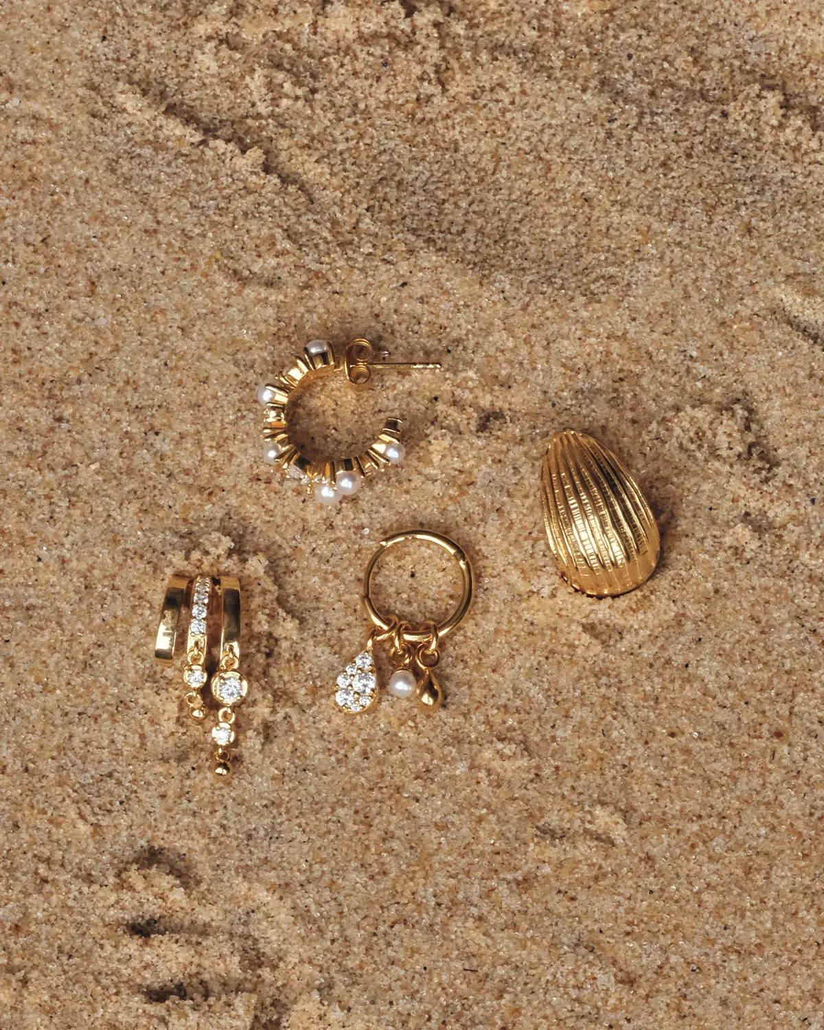 18k Gold Vermeil Sea Foam Hoops Bycharlotte