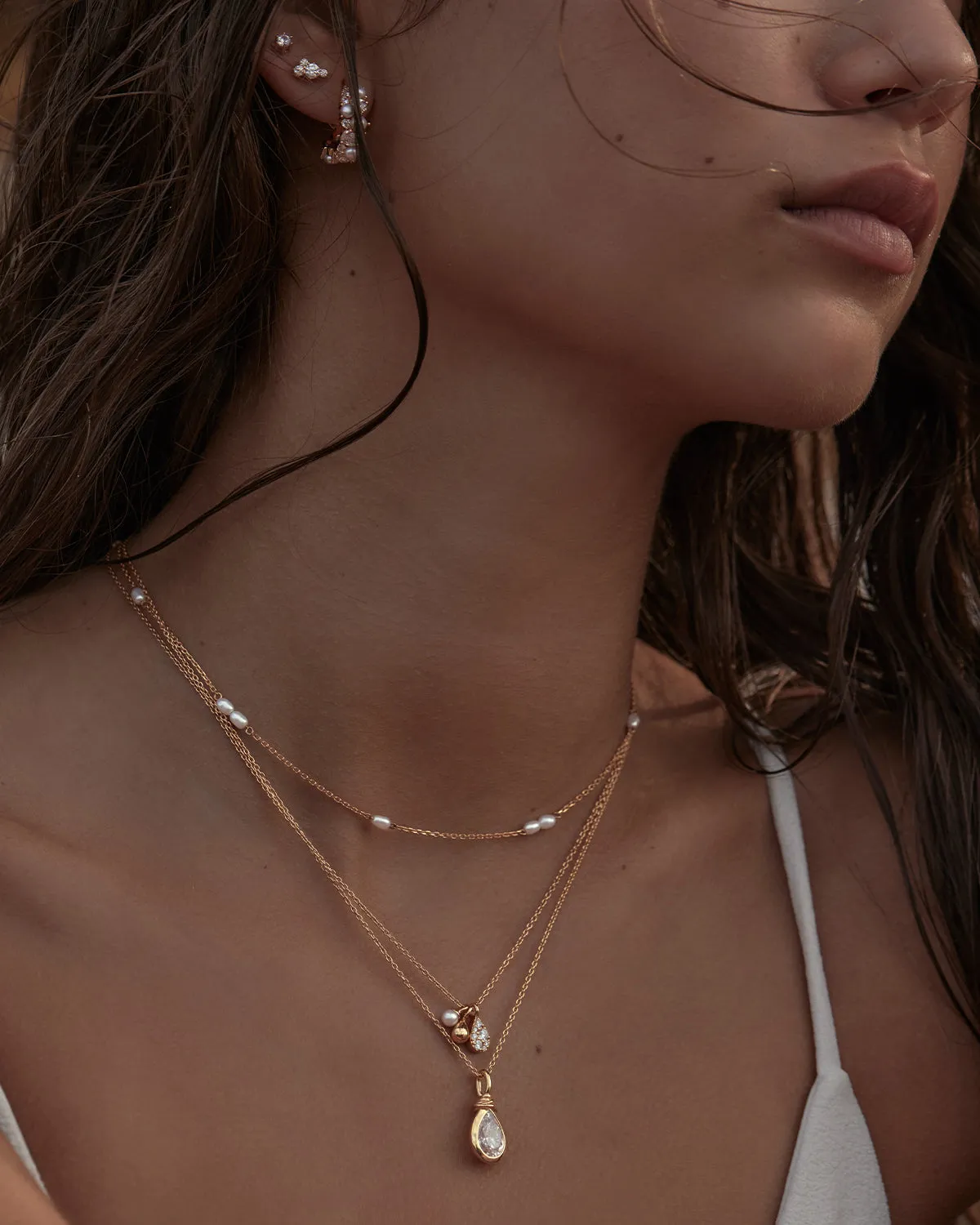 18k Gold Vermeil Sea Foam Hoops Bycharlotte