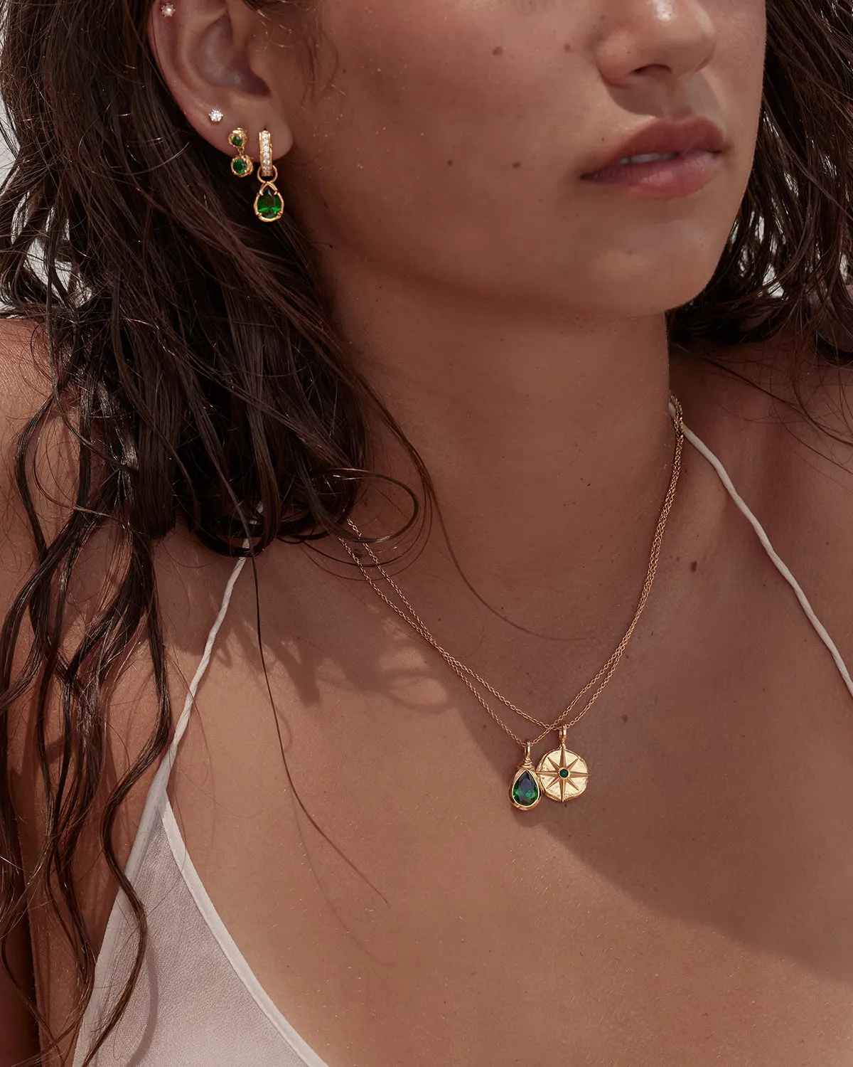 18k Gold Vermeil Soul Searching Necklace - Ocean Green Bycharlotte
