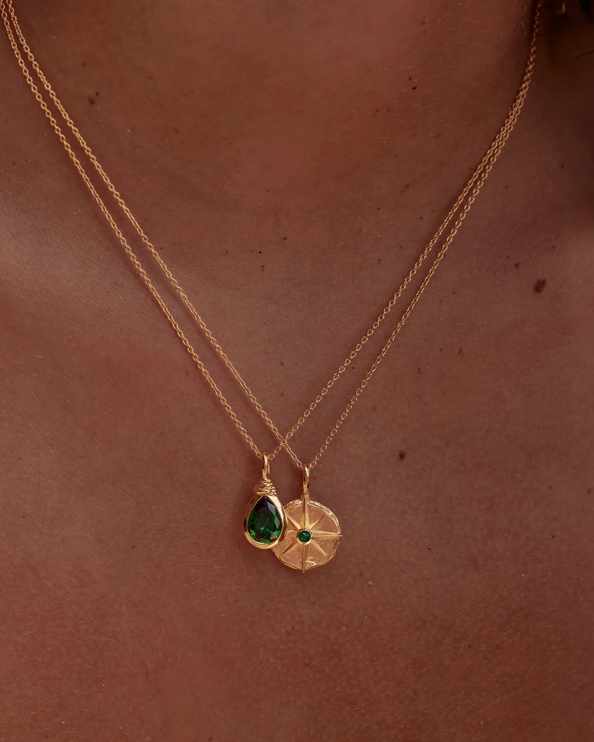 18k Gold Vermeil Soul Searching Necklace - Ocean Green Bycharlotte