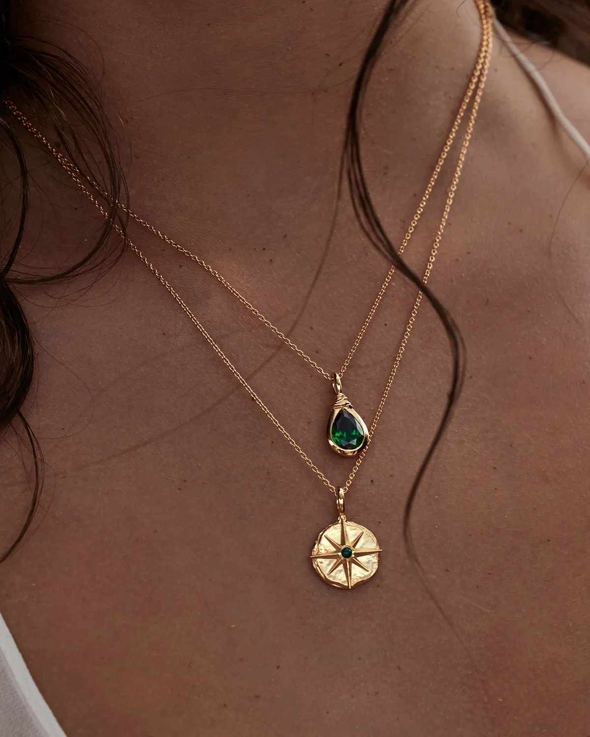 18k Gold Vermeil Soul Searching Necklace - Ocean Green Bycharlotte