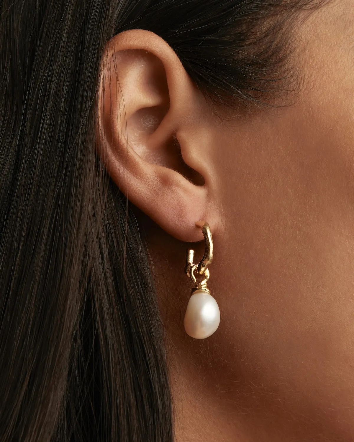 18k Gold Vermeil Whispers of Tranquillity Pearl Hoops Bycharlotte