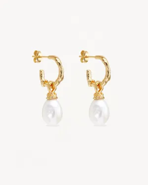 18k Gold Vermeil Whispers of Tranquillity Pearl Hoops Bycharlotte