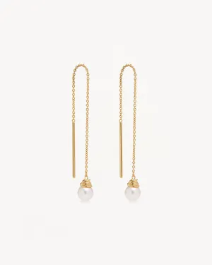 18k Gold Vermeil Whispers of Tranquillity Pearl Thread Earrings Bycharlotte
