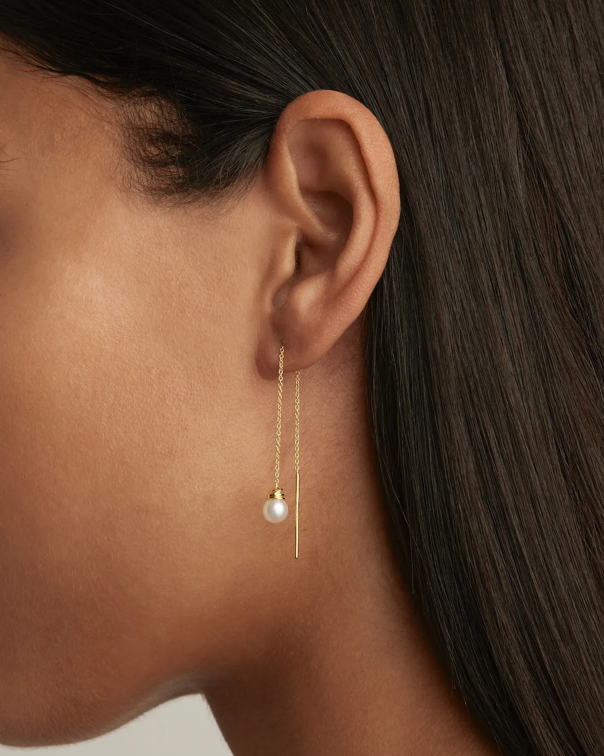 18k Gold Vermeil Whispers of Tranquillity Pearl Thread Earrings Bycharlotte