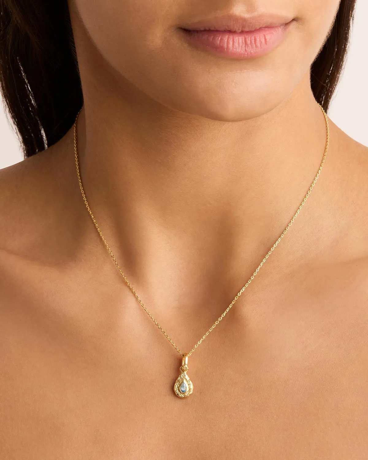 18k Gold Vermeil With Love Birthstone Annex Link Pendant - March Bycharlotte