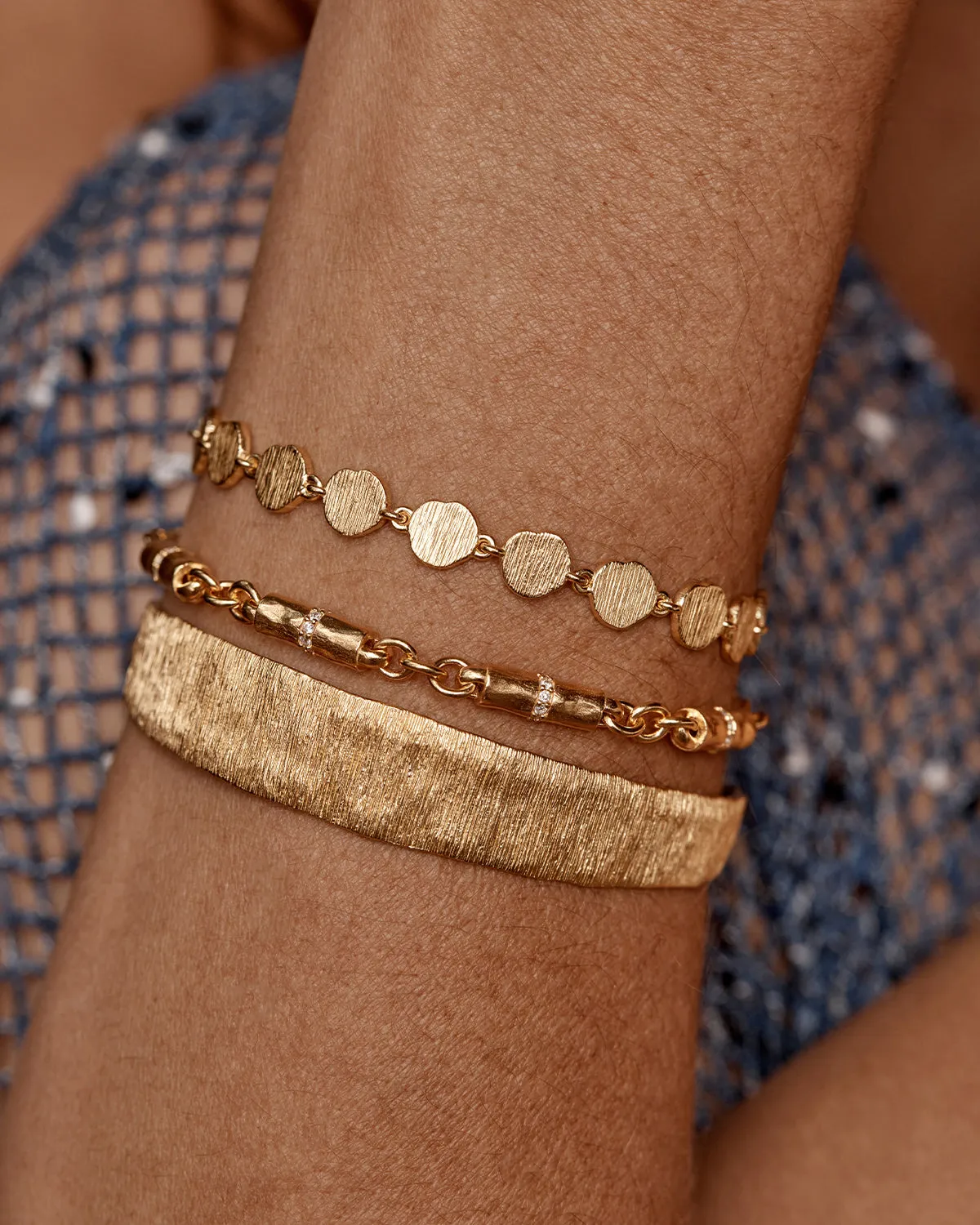 18k Gold Vermeil Woven Light Coin Bracelet Bycharlotte