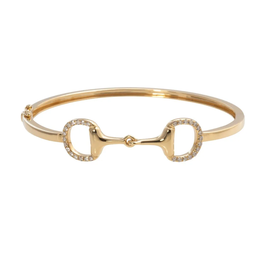 18K Yellow Gold Diamond Horsebit Bangle