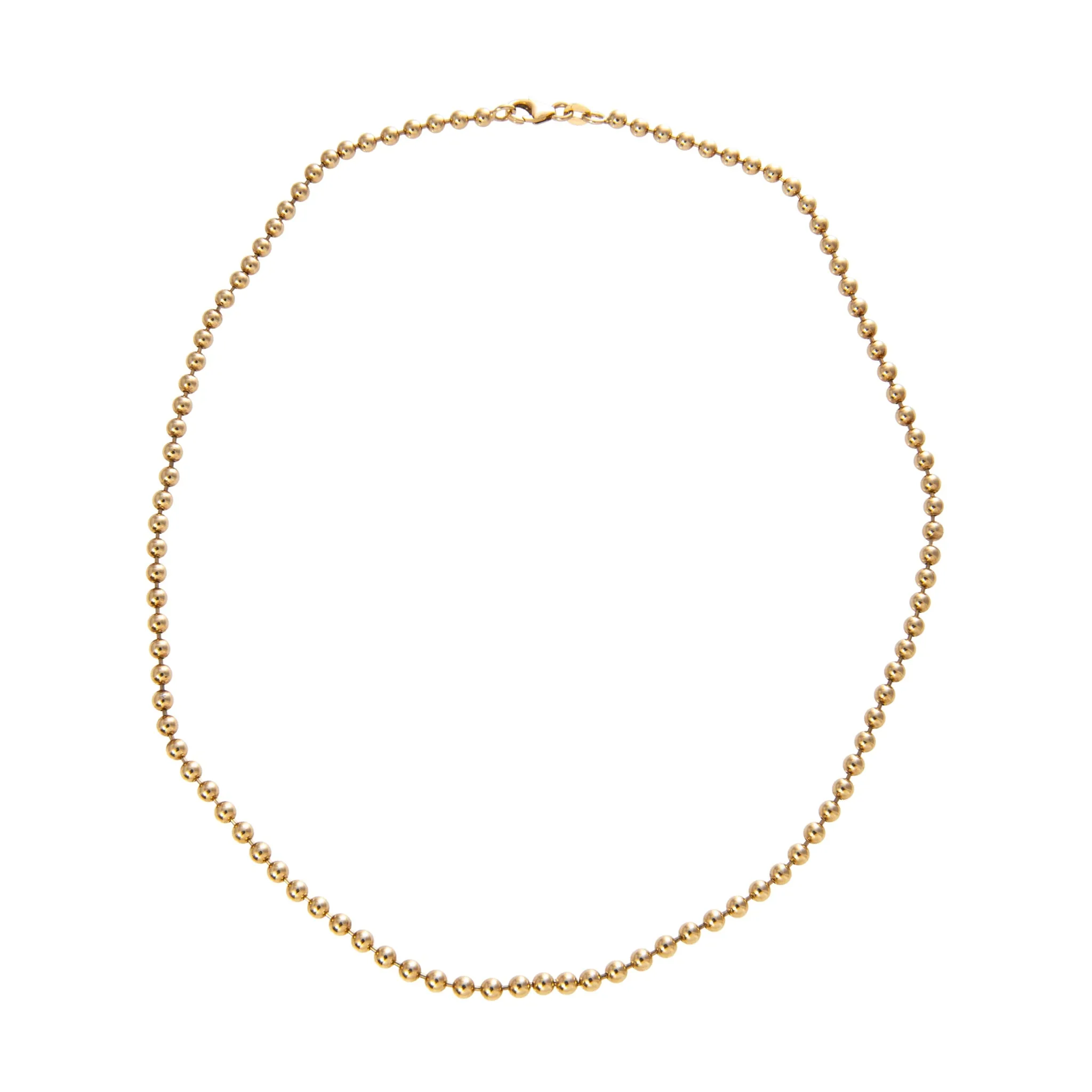 18K Yellow Gold Italian 3mm Ball Bead Chain Necklace Croghans
