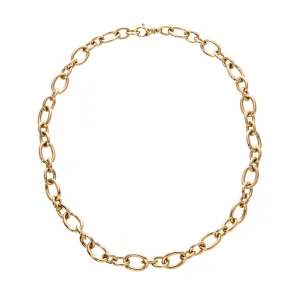 18K Yellow Gold Italian Mixed Oval Link Necklace Croghans