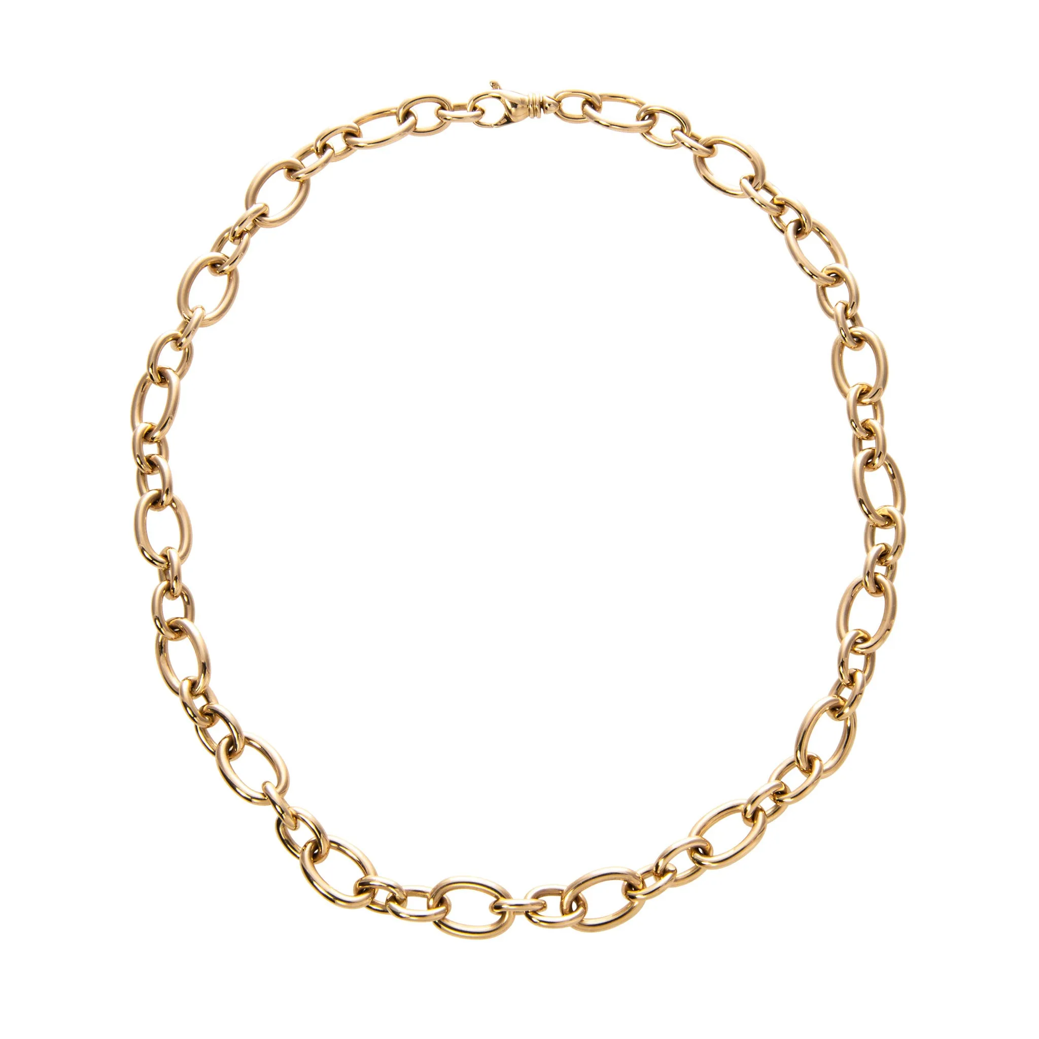 18K Yellow Gold Italian Mixed Oval Link Necklace Croghans