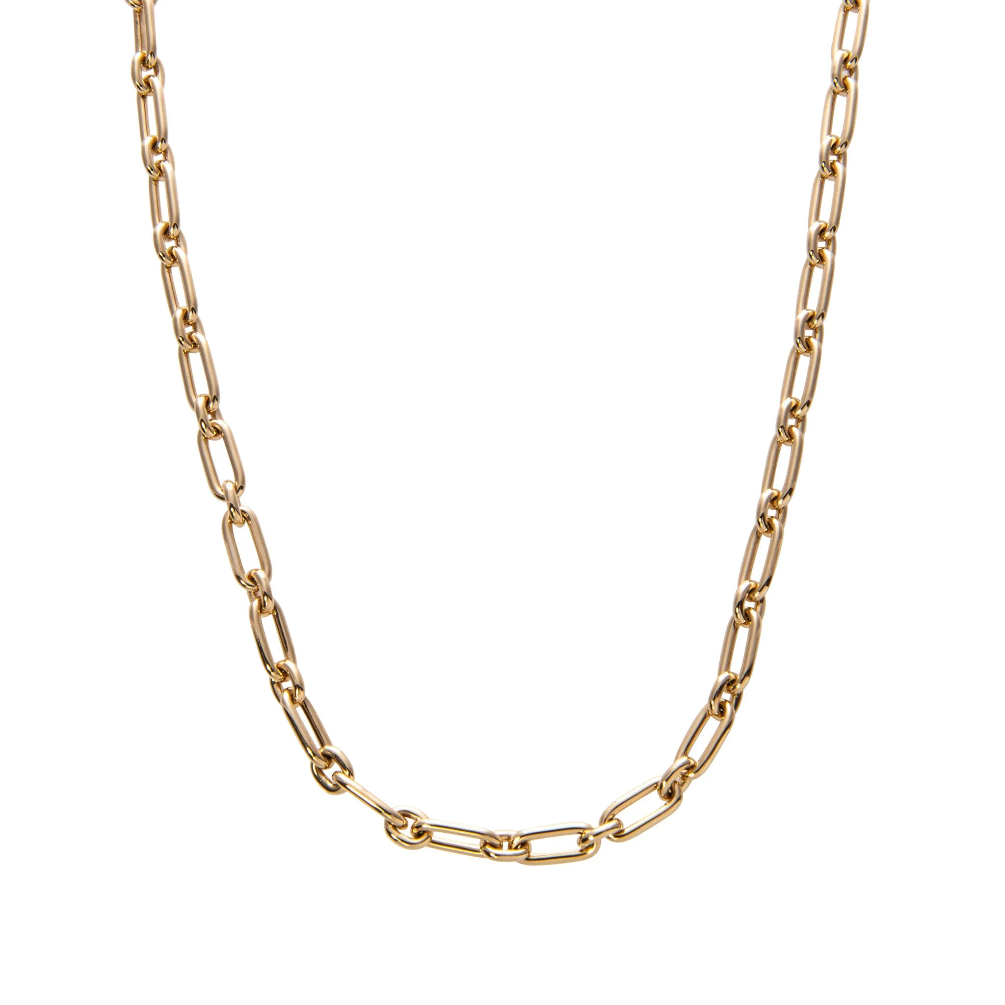 18K Yellow Gold Italian Oblong Oval Link Necklace Croghans