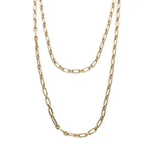 18K Yellow Gold Italian Oblong Oval Link Necklace Croghans
