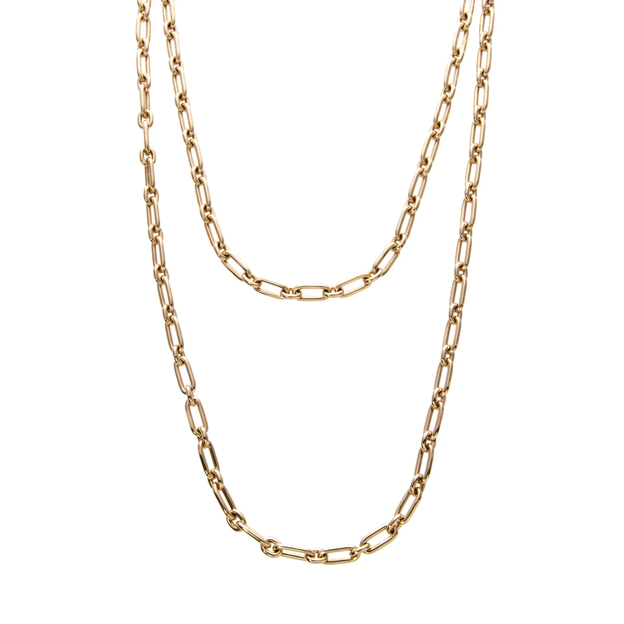 18K Yellow Gold Italian Oblong Oval Link Necklace Croghans