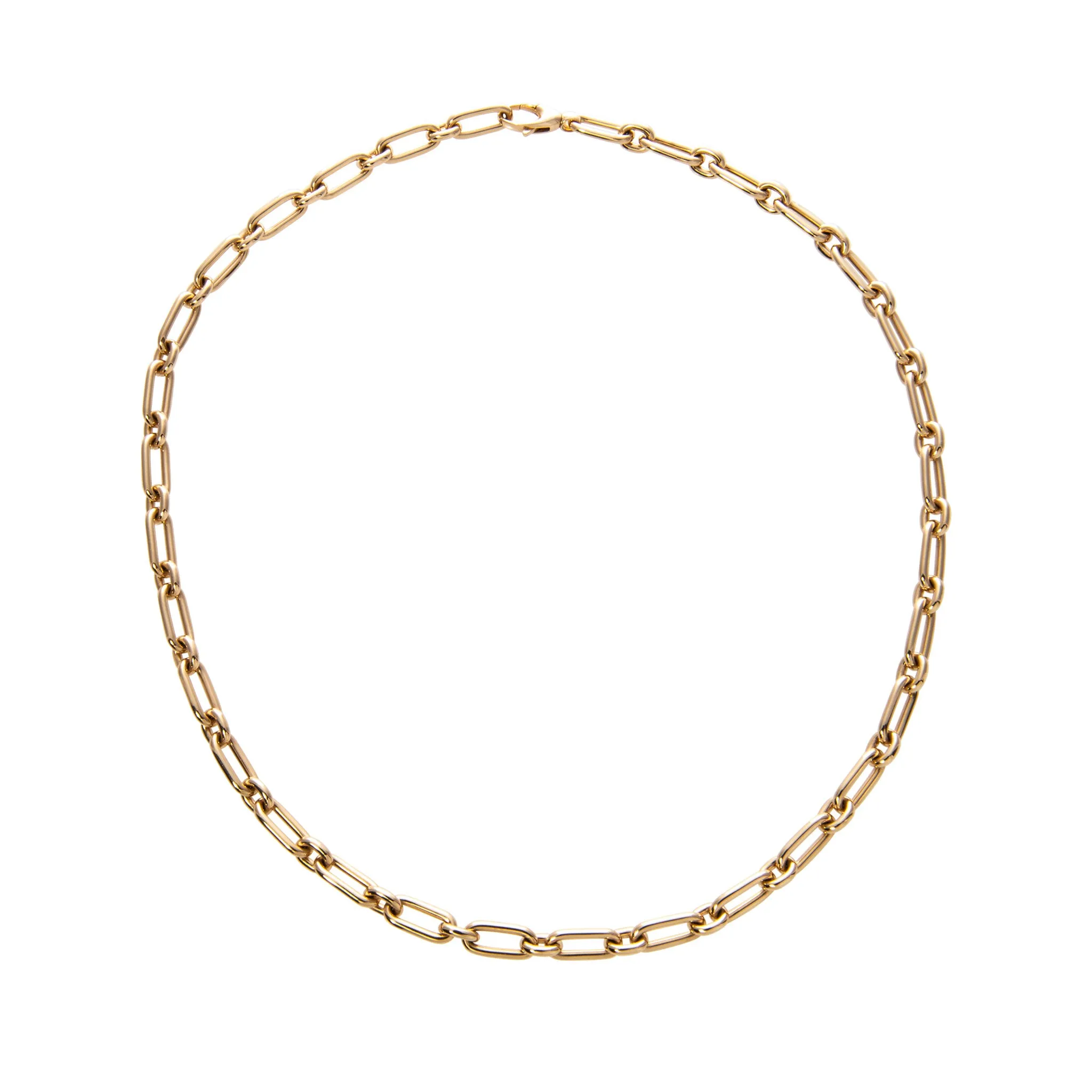 18K Yellow Gold Italian Oblong Oval Link Necklace Croghans