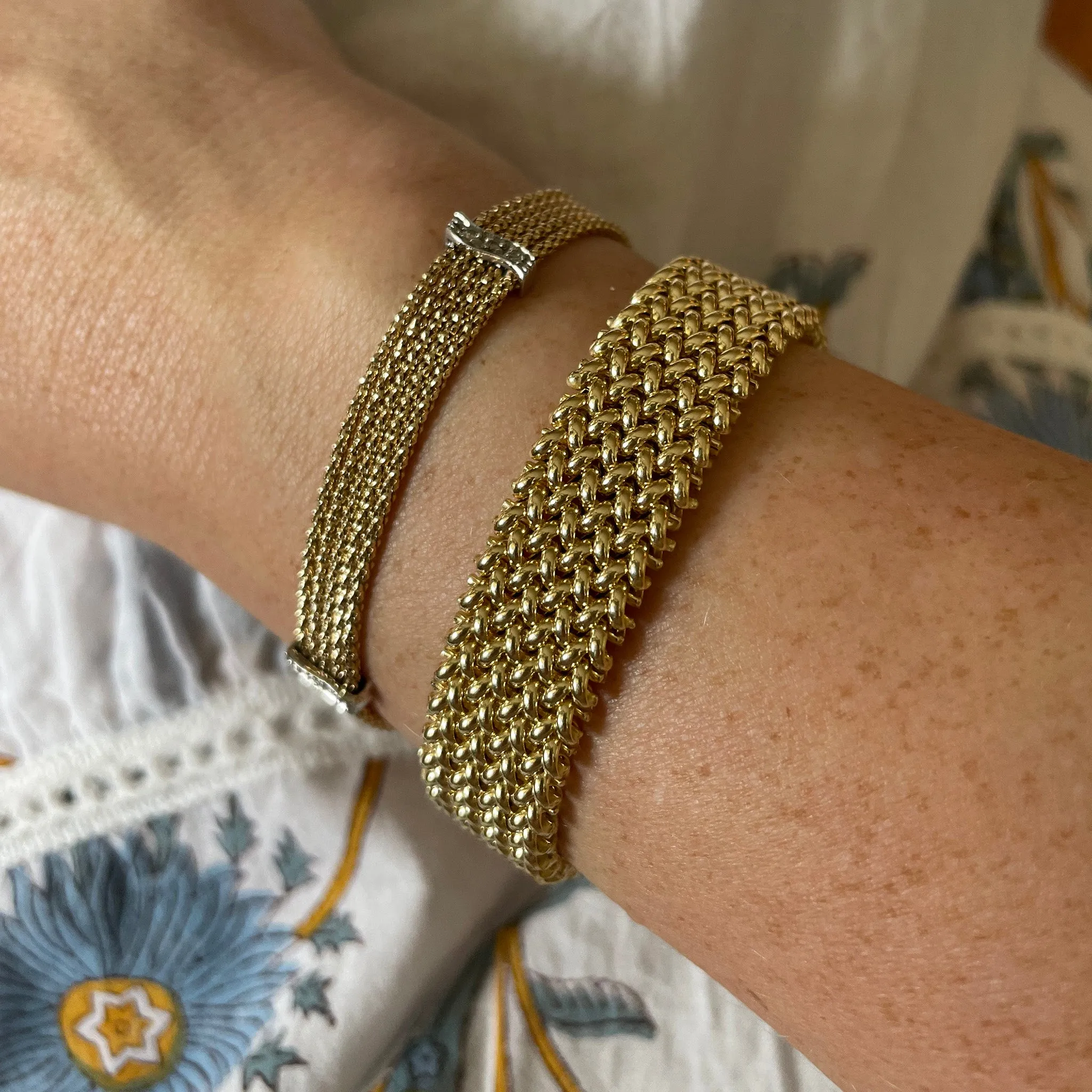 18K Yellow Gold Italian Woven Mesh Bracelet