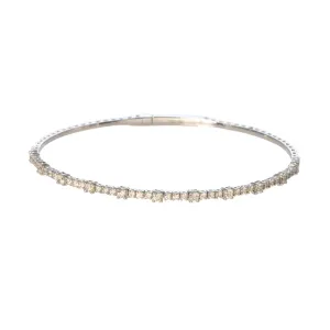 1ctw Diamond 14K White Gold Flexible Bangle