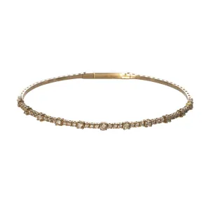 1ctw Diamond 14K Yellow Gold Flexible Bangle