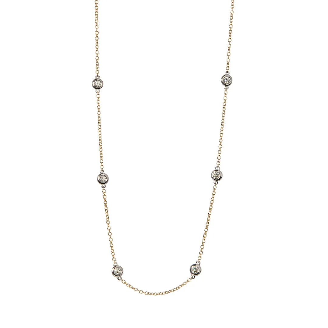 1ctw Diamond by the Yard 10-Station Two-Tone 14K Gold Necklace Croghans
