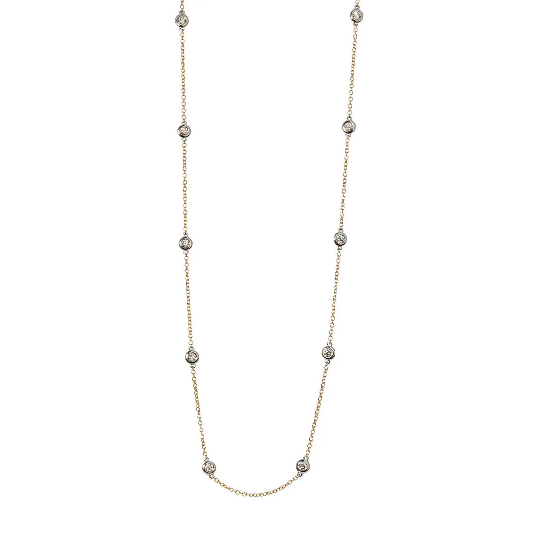 1ctw Diamond by the Yard 10-Station Two-Tone 14K Gold Necklace Croghans