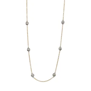 1ctw Diamond by the Yard 10-Station Two-Tone 14K Gold Necklace Croghans