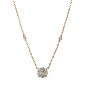1ctw Diamond Cluster Pendant 14K Yellow Gold Necklace Croghans