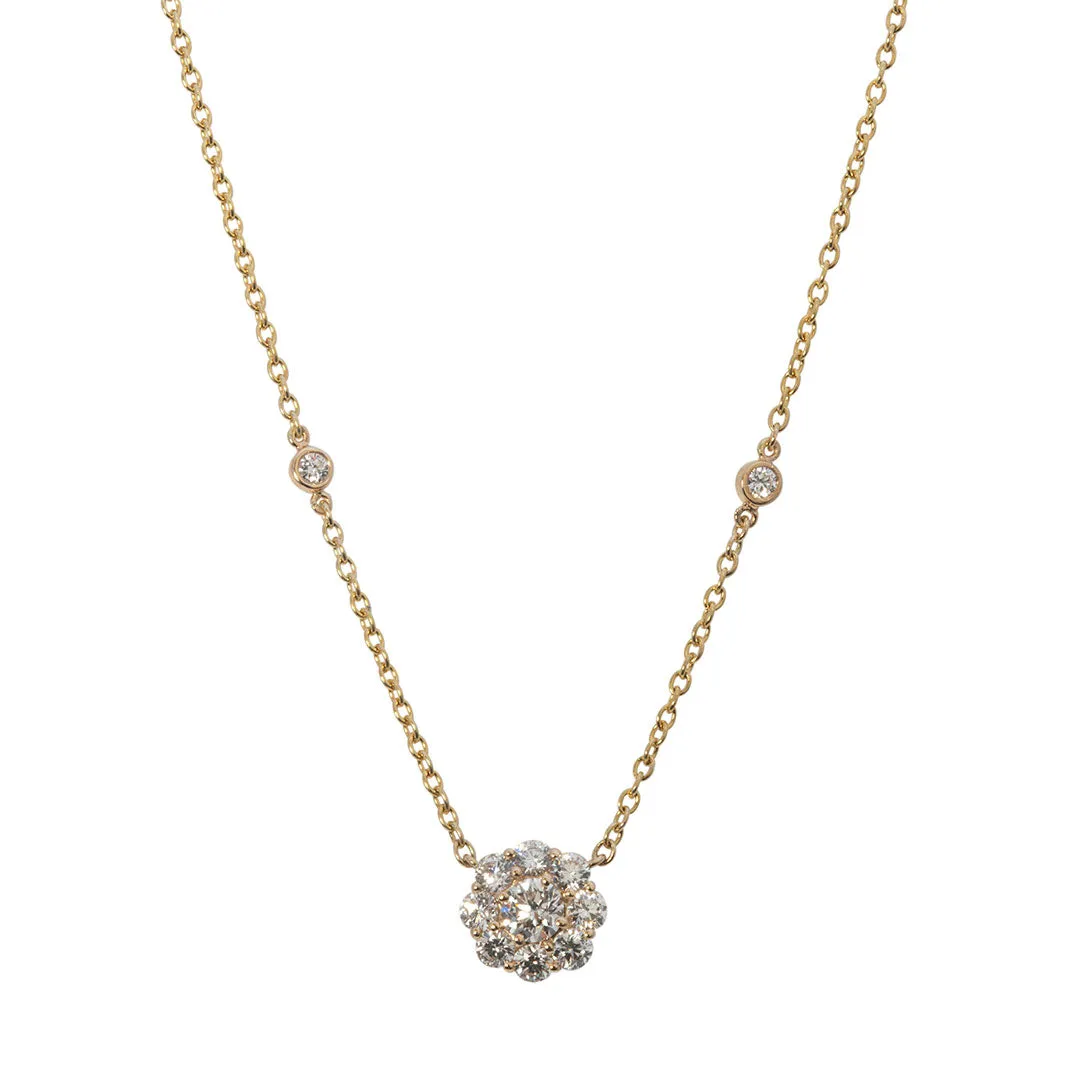1ctw Diamond Cluster Pendant 14K Yellow Gold Necklace Croghans