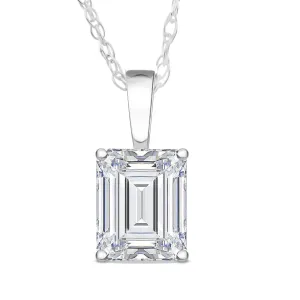 2 Ct Emerald Diamond Solitaire Pendant 14k White Gold Lab Grown