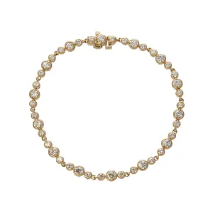 2.20ctw Diamond Milgrain Bezel 14K Yellow Gold Tennis Bracelet
