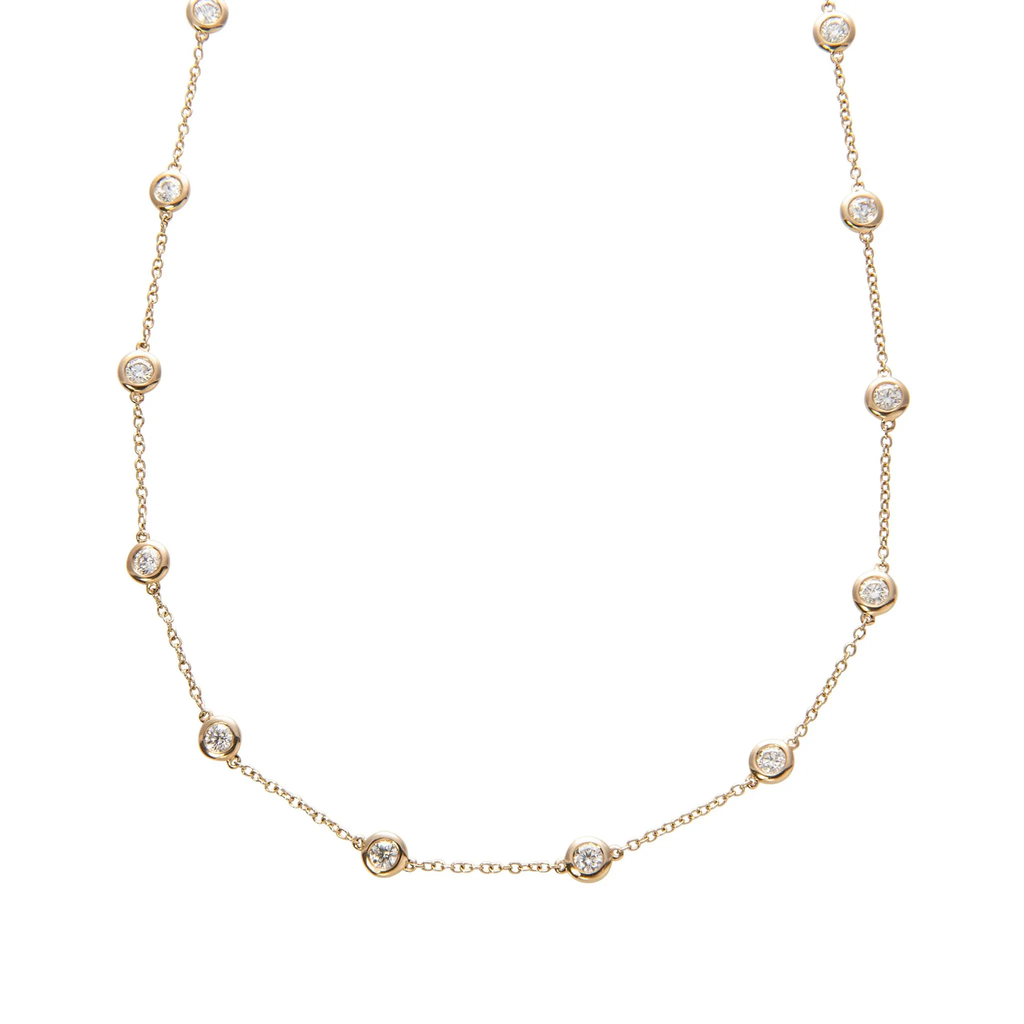 2.25ctw Diamond by the Yard 14 Station 14K Yellow Gold Necklace Croghans