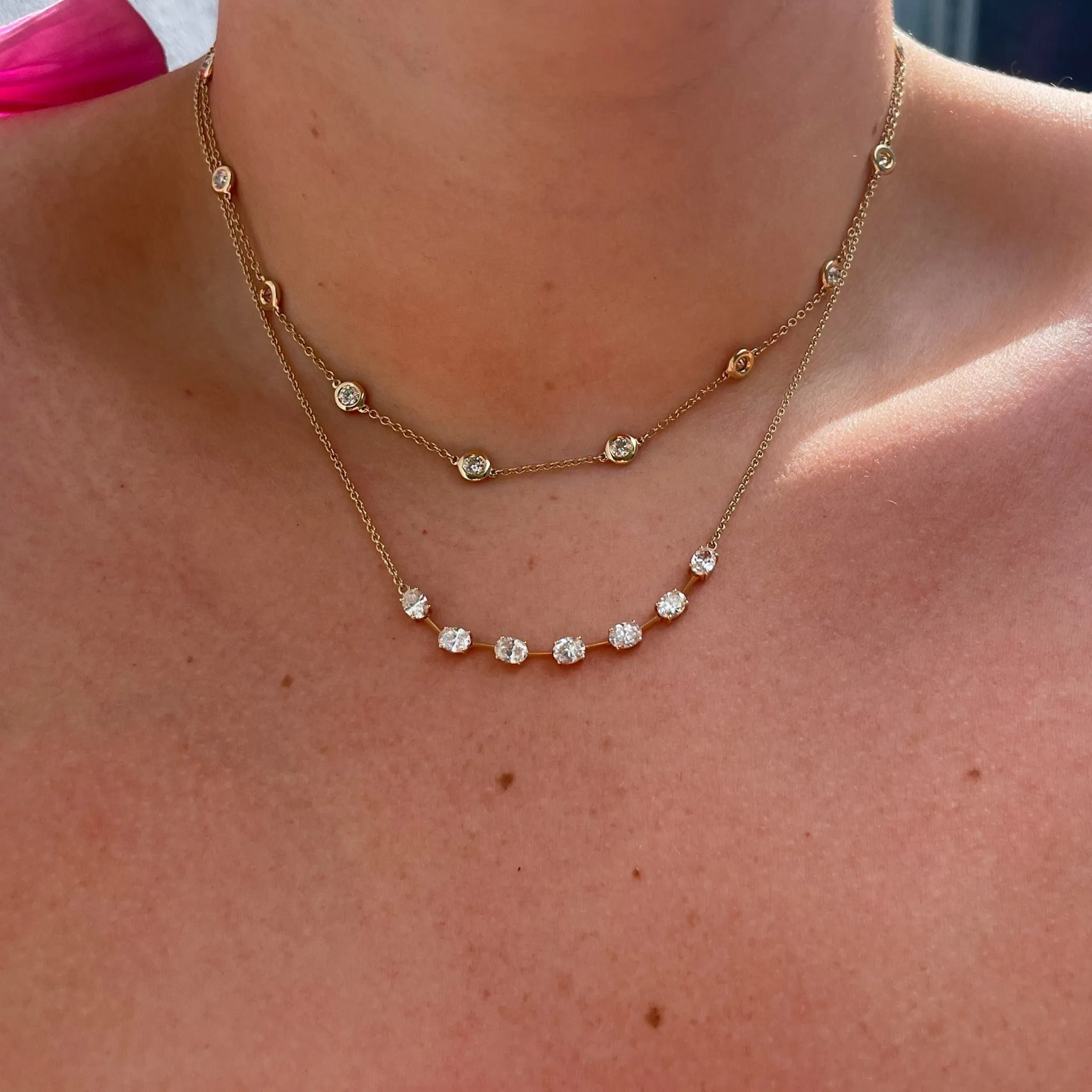2.25ctw Diamond by the Yard 14 Station 14K Yellow Gold Necklace Croghans