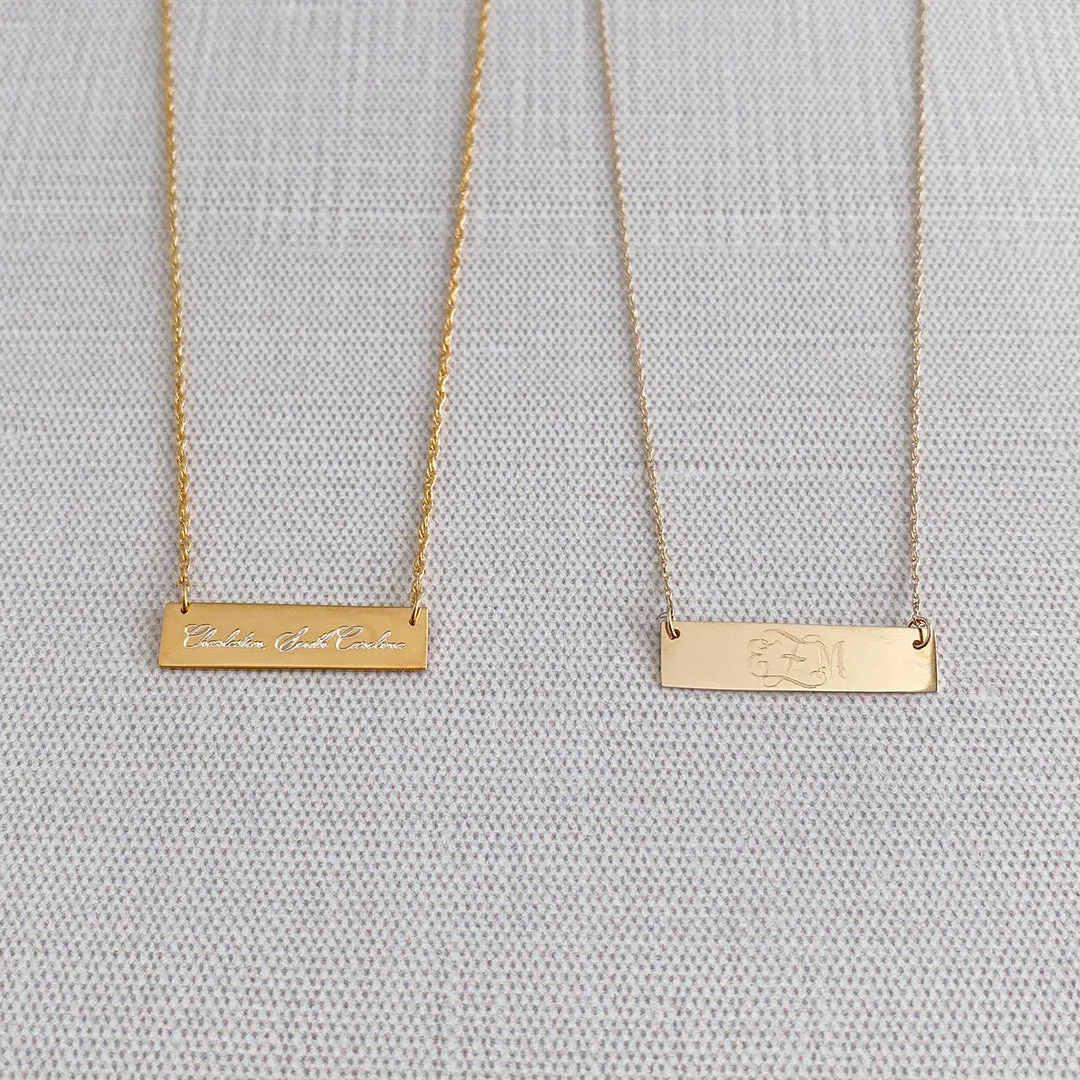 22K Gold-Plated Bar Pendant Necklace Croghans