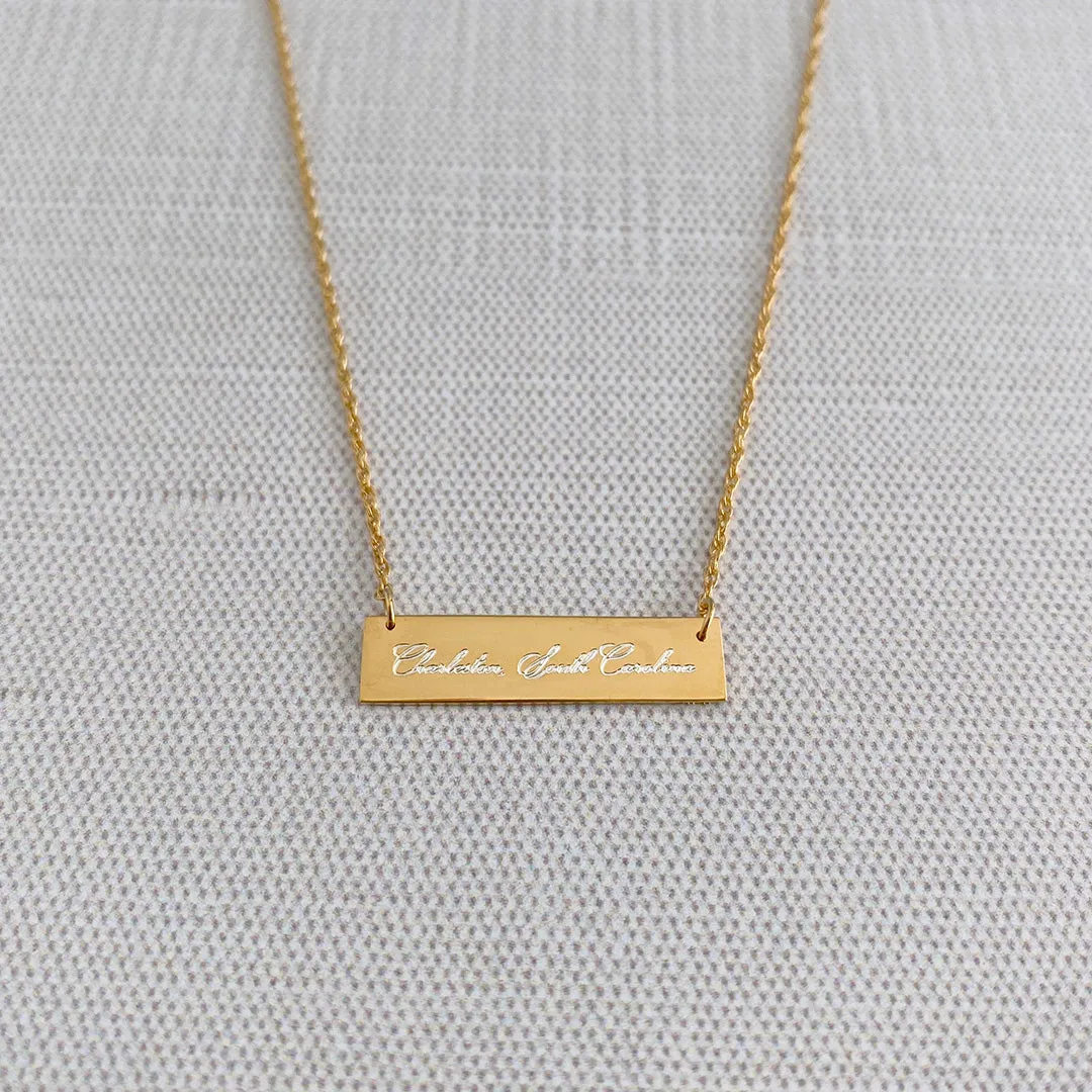 22K Gold-Plated Bar Pendant Necklace Croghans