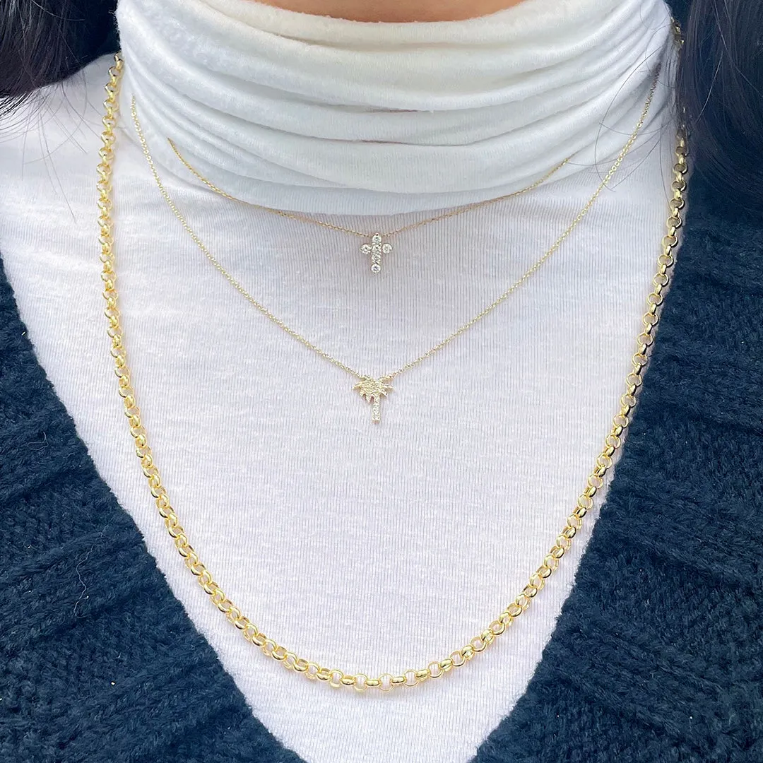 .28ctw Diamond Small Cross 14K Yellow Gold Pendant Necklace Croghans