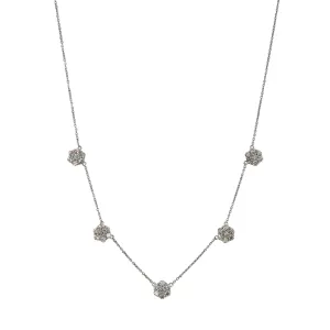 2ctw Diamond Flower Cluster 5 Station 14K White Gold Necklace Croghans