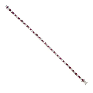 3.9ct Ruby & 2.5ct Diamond 14K White Gold Tennis Bracelet