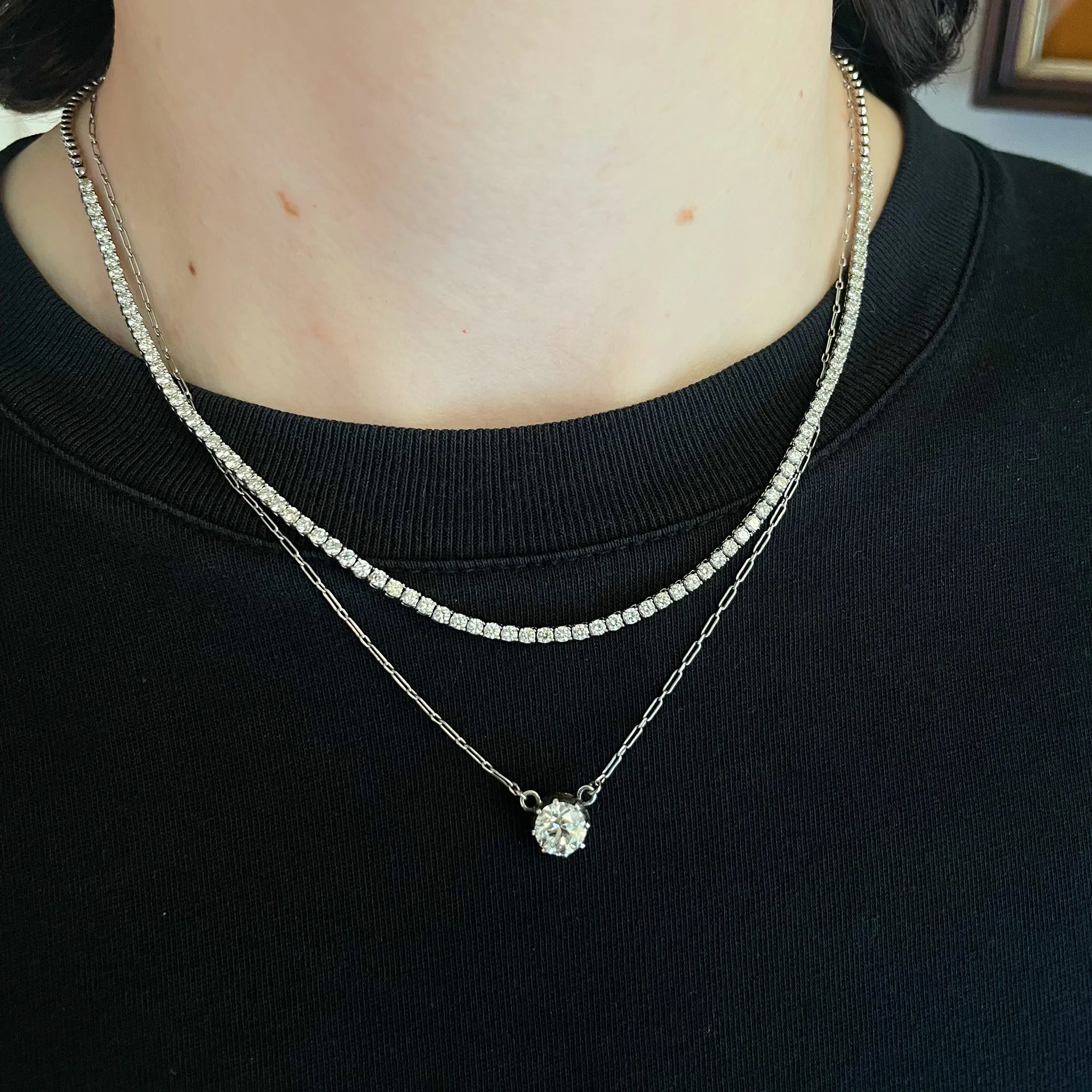 3ctw Diamond Halfway 14K White Gold Tennis Necklace Croghans