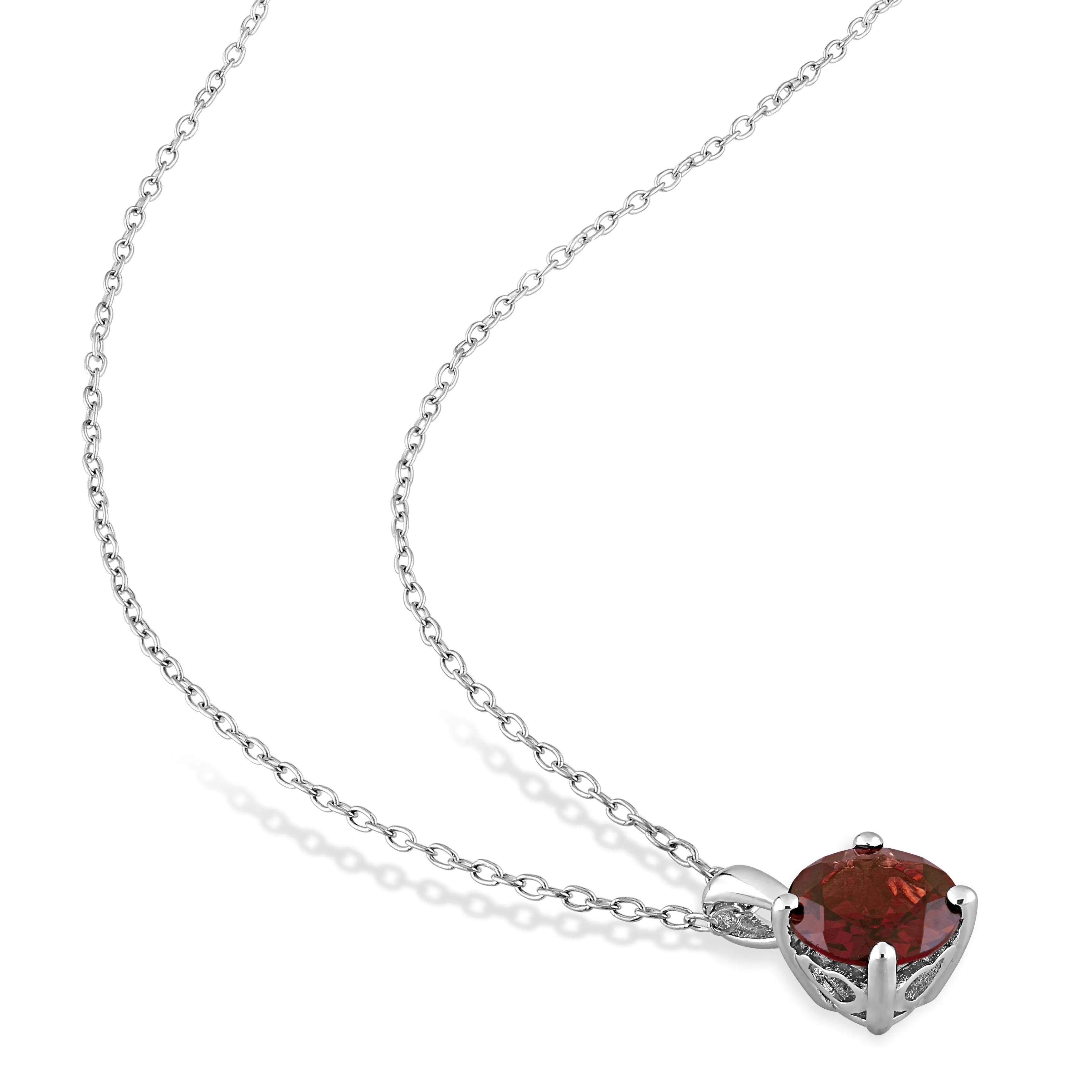 4 4/5 CT TGW Garnet Solitaire Stud Earring and Pendant with chain Set in Sterling Silver