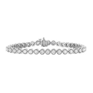 4 cttw SI2-I1 Certified Diamond Bracelet 18K White Gold G-H Tennis Round 7 Inch