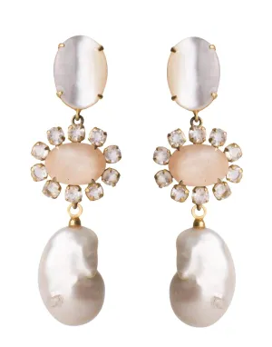 4-in-1 Mother of Pearl & Rose Quartz Earrings