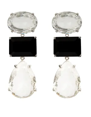 4-in-1 Onyx & Quartz Earrings
