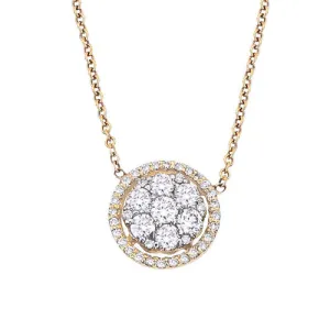 .47ctw Diamond Cluster Halo 14K Gold Pendant Necklace Croghans